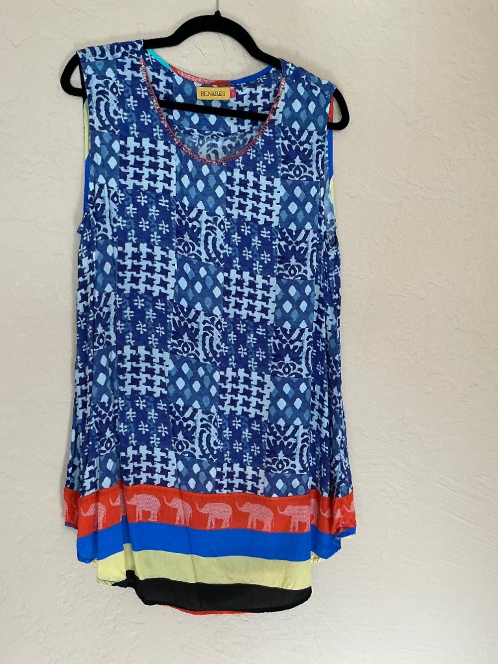 Benares sleeveless silky summery tunic top